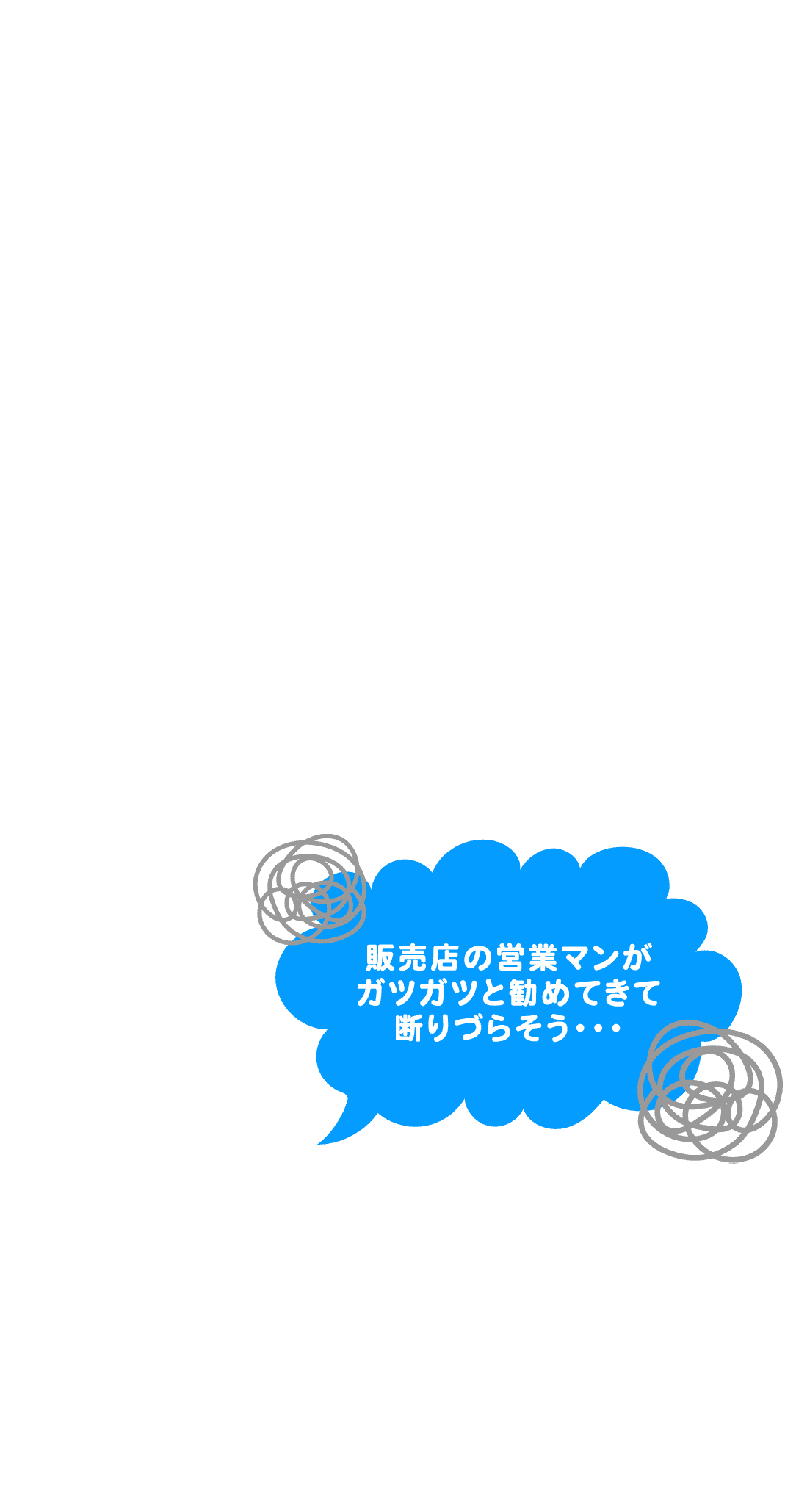 販売店の営業マンがガツガツと勧めてきて断りづらそう